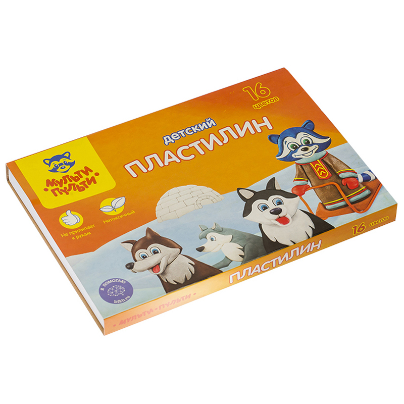 Пластилин Мульти-Пульти 'Енот на Аляске' 16 цв, 240г, со стеком, ДП_10236